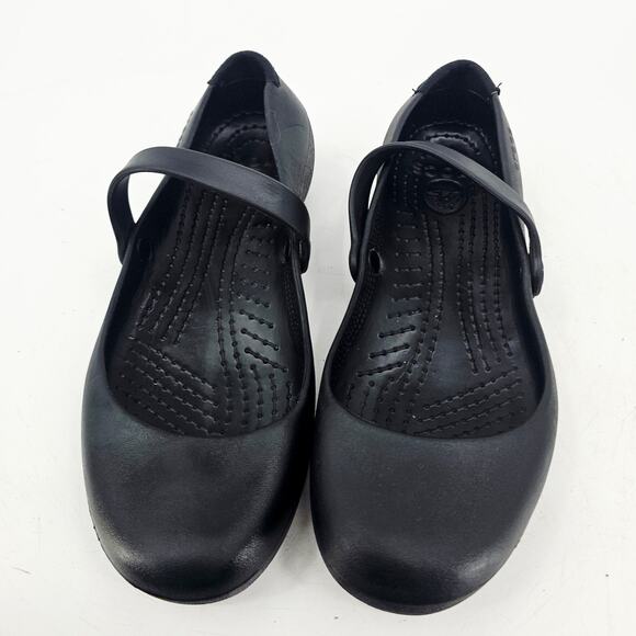 Crocs Women Shoe Alice Work Size 8 Black Slip Resistant Mary Jane Black Flats - Picture 2 of 8